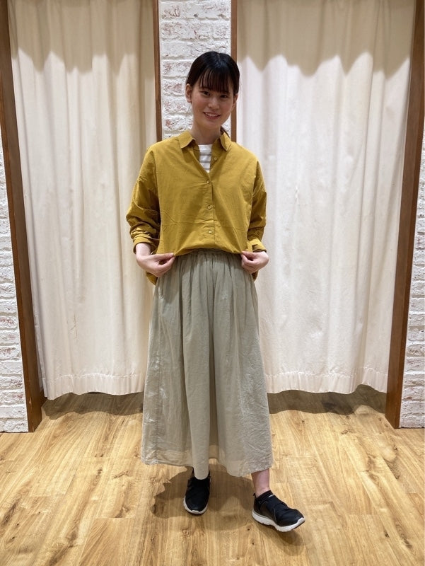 cottonウオッシュ袖タックBIGシャツ