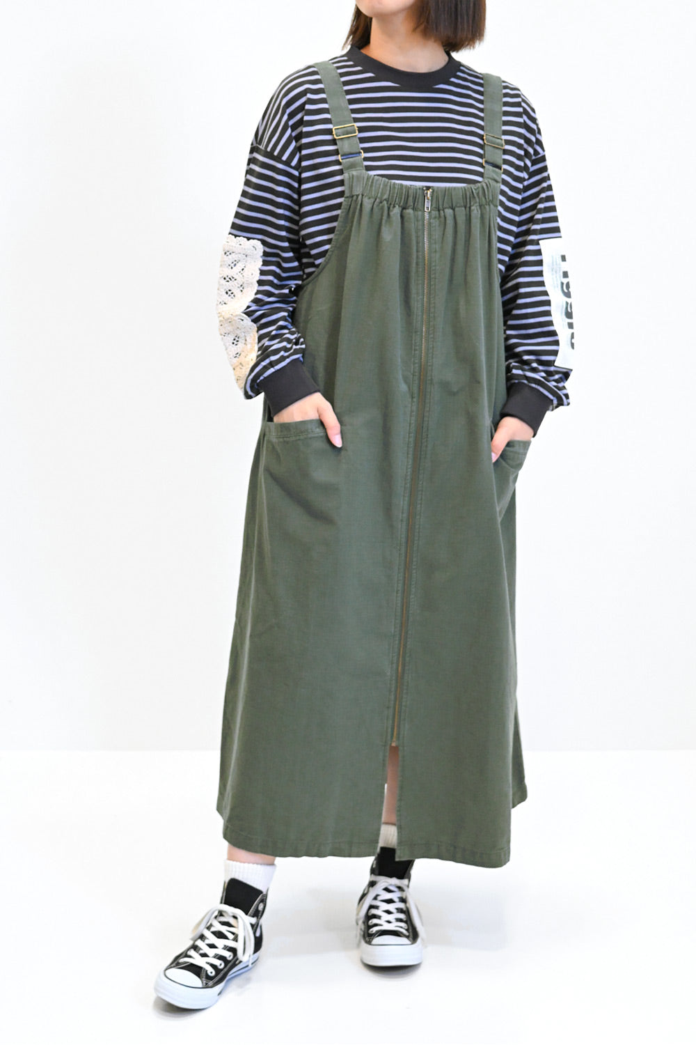 ★ミリタリーペイント カーキ ジャンパースカート★ ☆ミリタリーペイント カーキ ジャンパースカート☆ - メルカリ