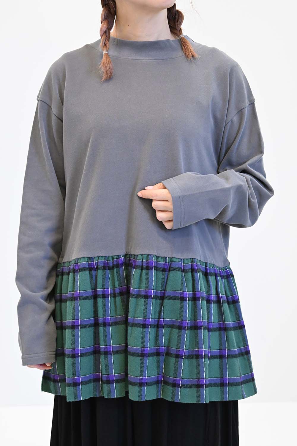 一部店舗限定】【&H】チェック切替ペプラムチュニック – HEART