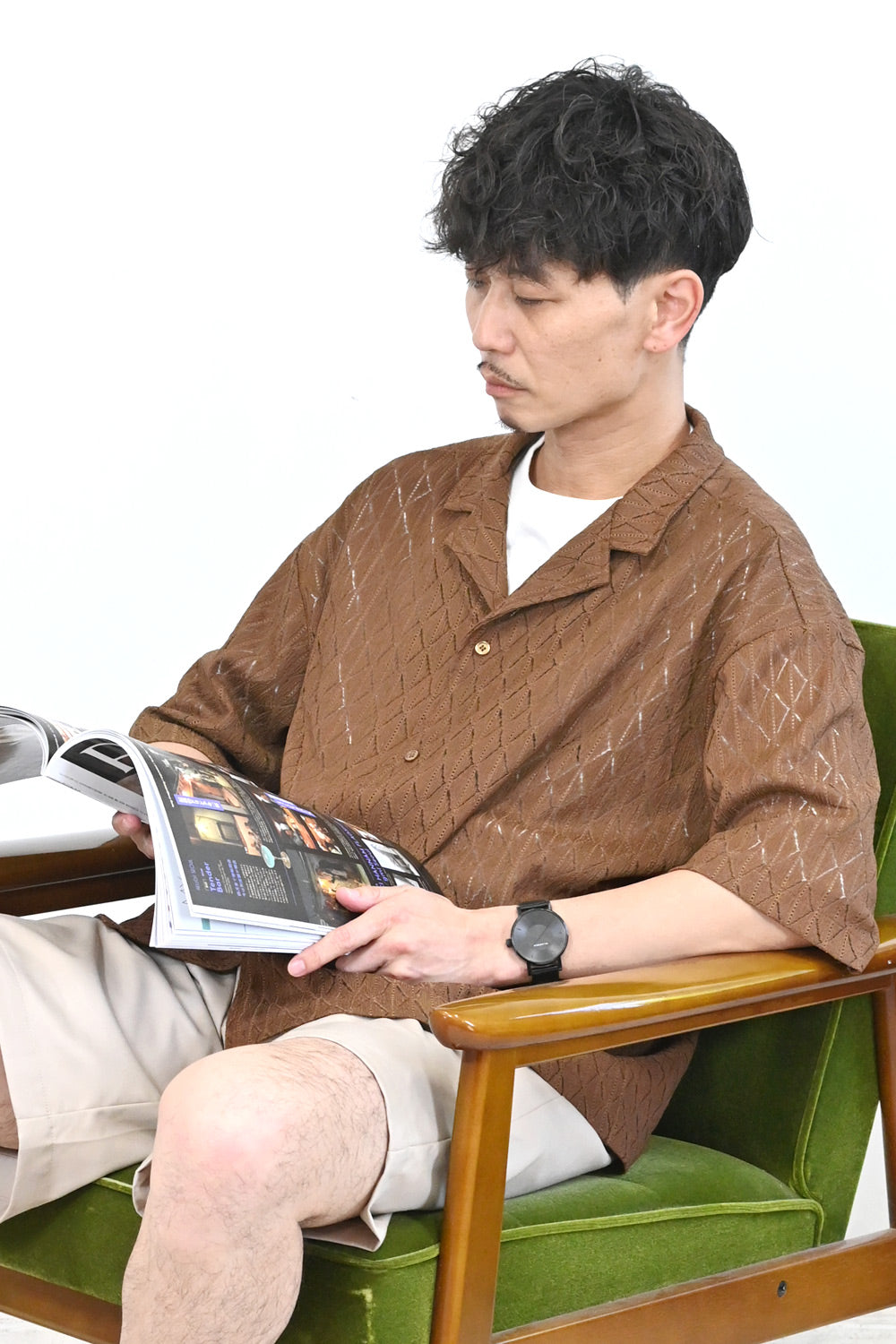 在庫わずか／≪SALE≫透かし編みオープンカラーシャツ – HEART