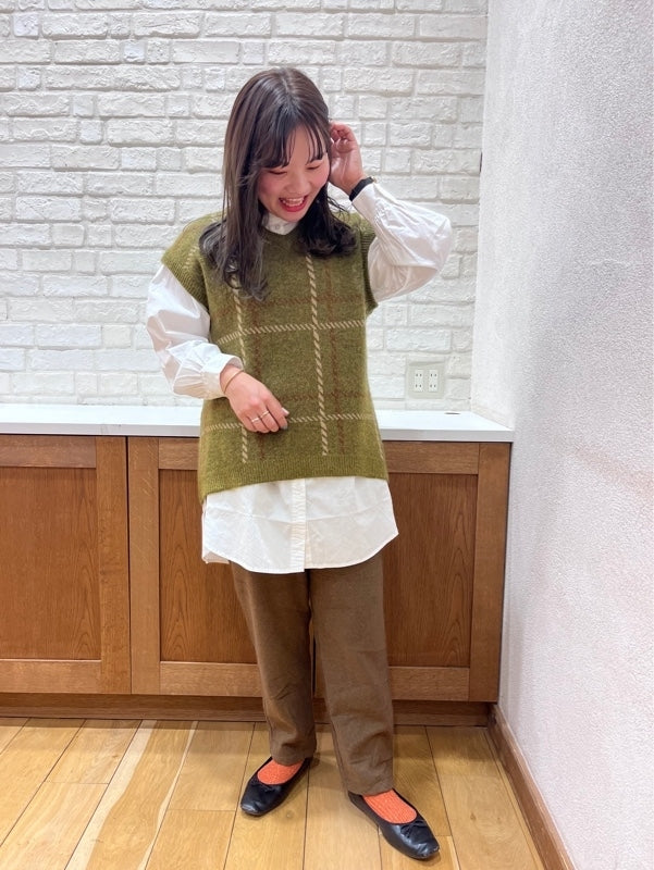チェック柄ジャガードベスト