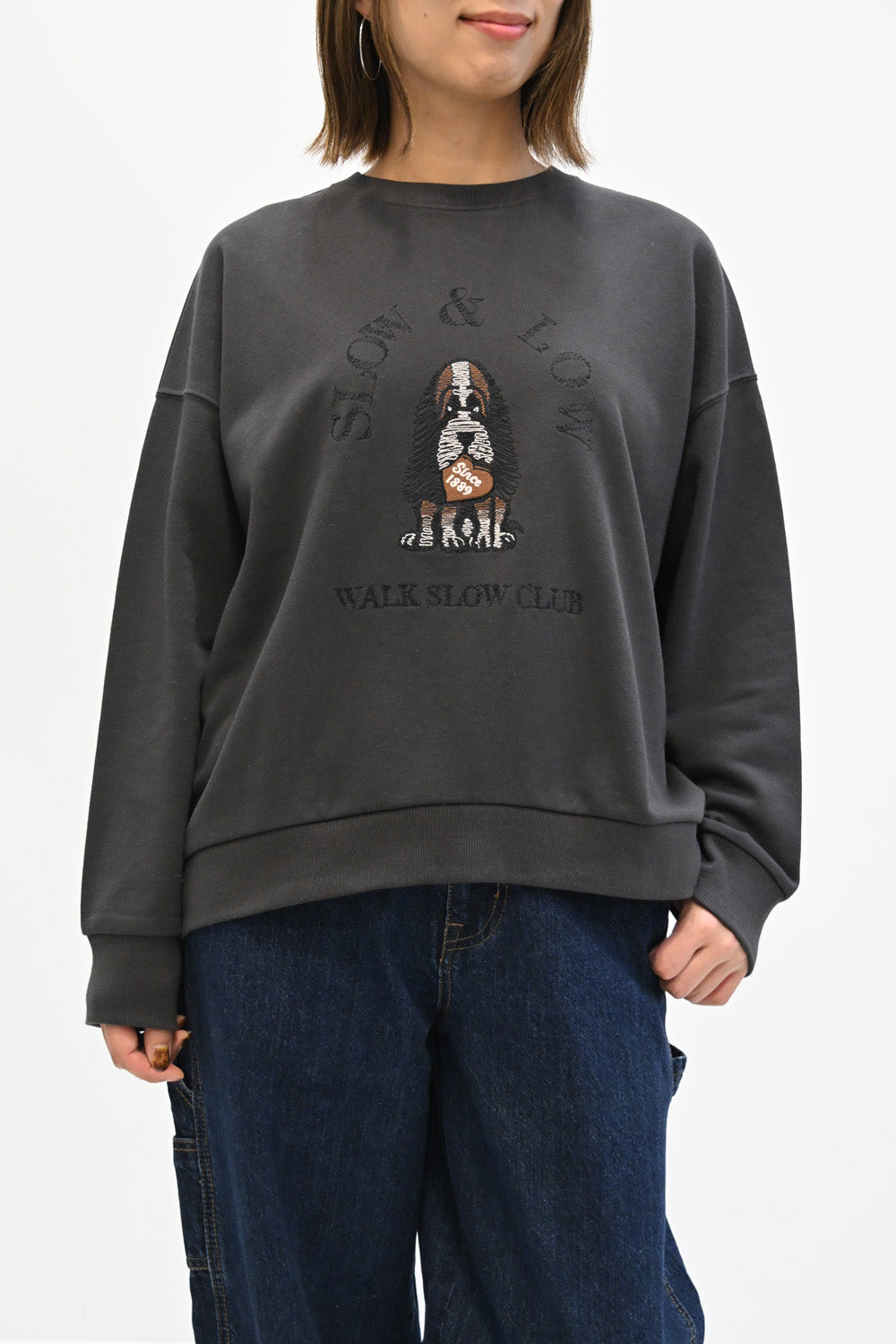 ビュルデサボン　刺繍デザイン グレー トレーナー セット バセットハウンド刺繍トレーナー – HEART MARKET