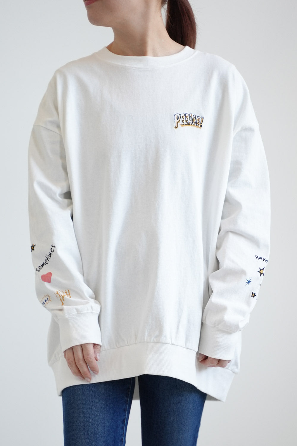PEEACE!袖刺繍ロンT – HEART MARKET