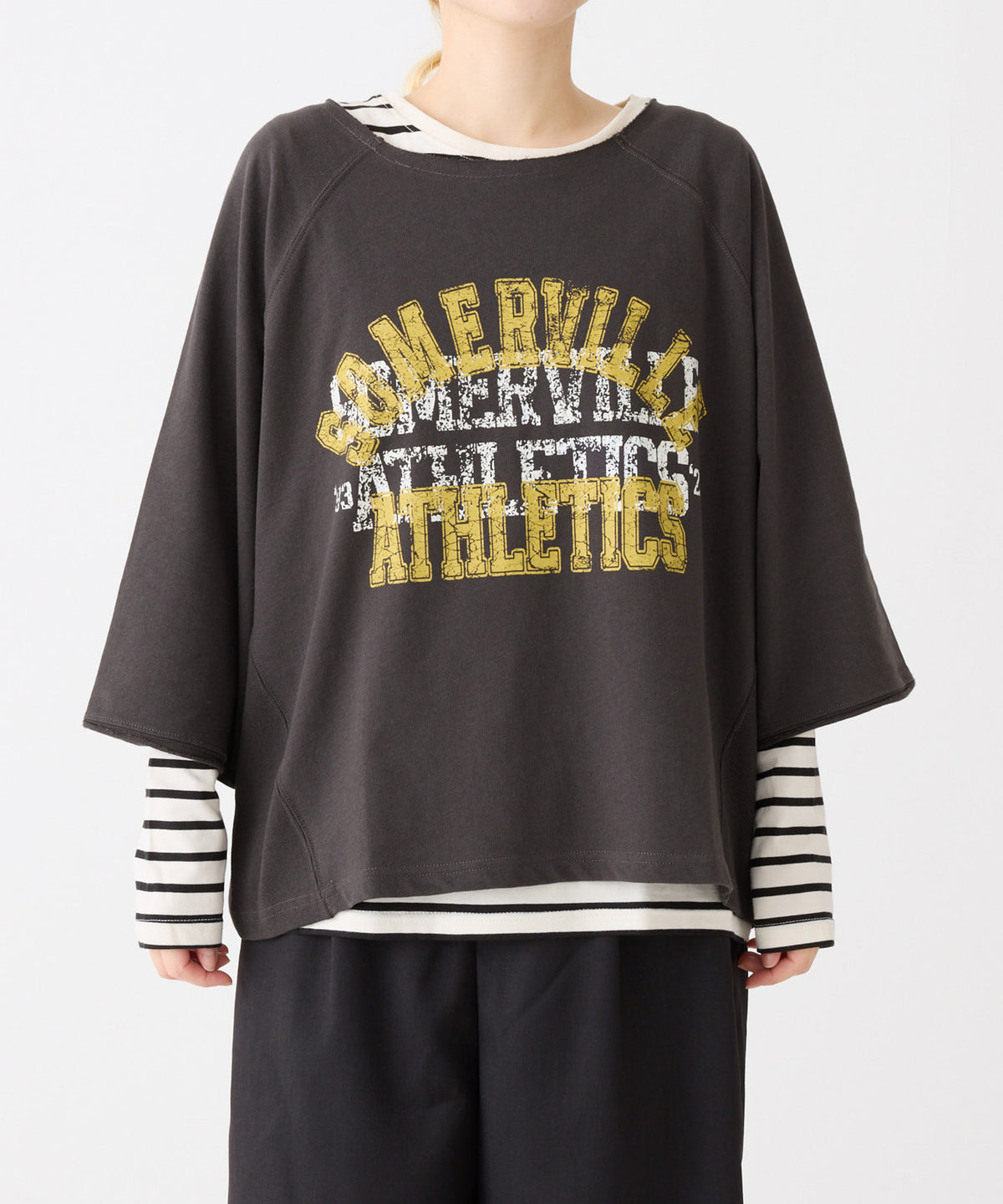 プリントチャコール<br>※この画像が実物に最も近いお色味です。
<br>※インナーに他商品を着用しています。