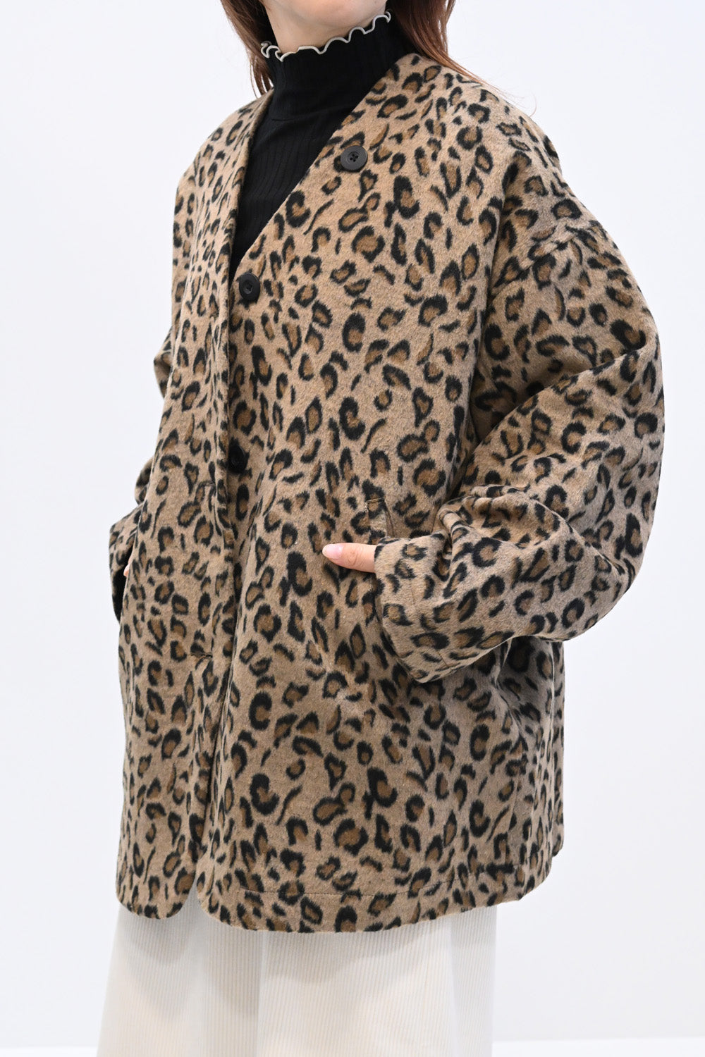 ≪SALE≫【GENTIL】Vネックレオパード柄コート – HEART MARKET