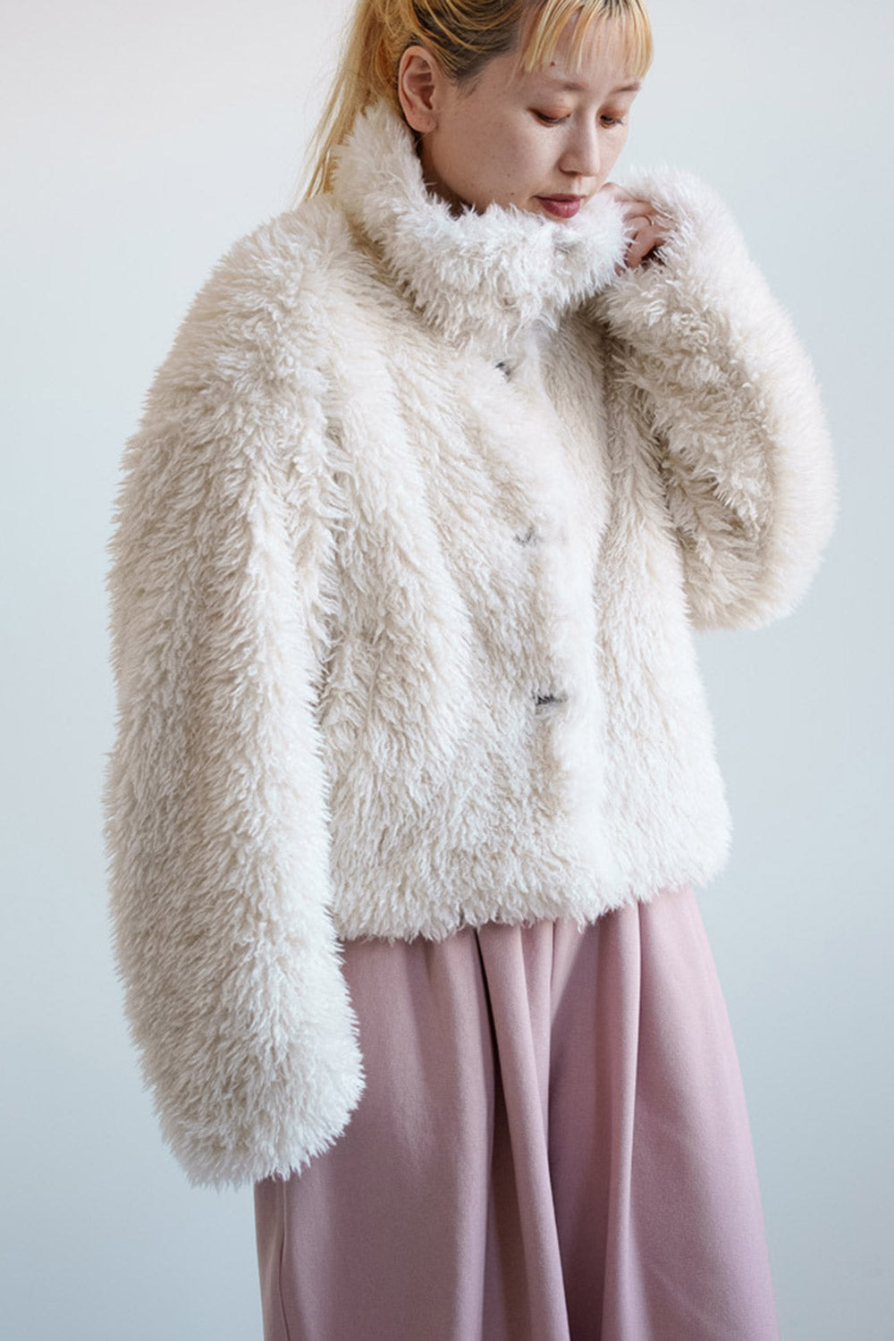 METEO メテオ ラムジャケット ショートコート リアルファー フランス製 METEO メテオ ラムジャケット ショートコート リアルファー フランス製