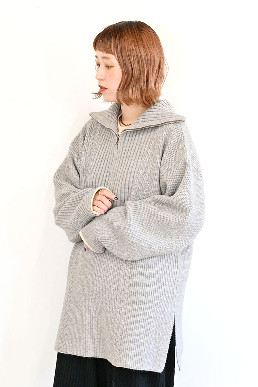 ≪WINTER SALE≫ハーフジップケーブルチュニック – HEART MARKET