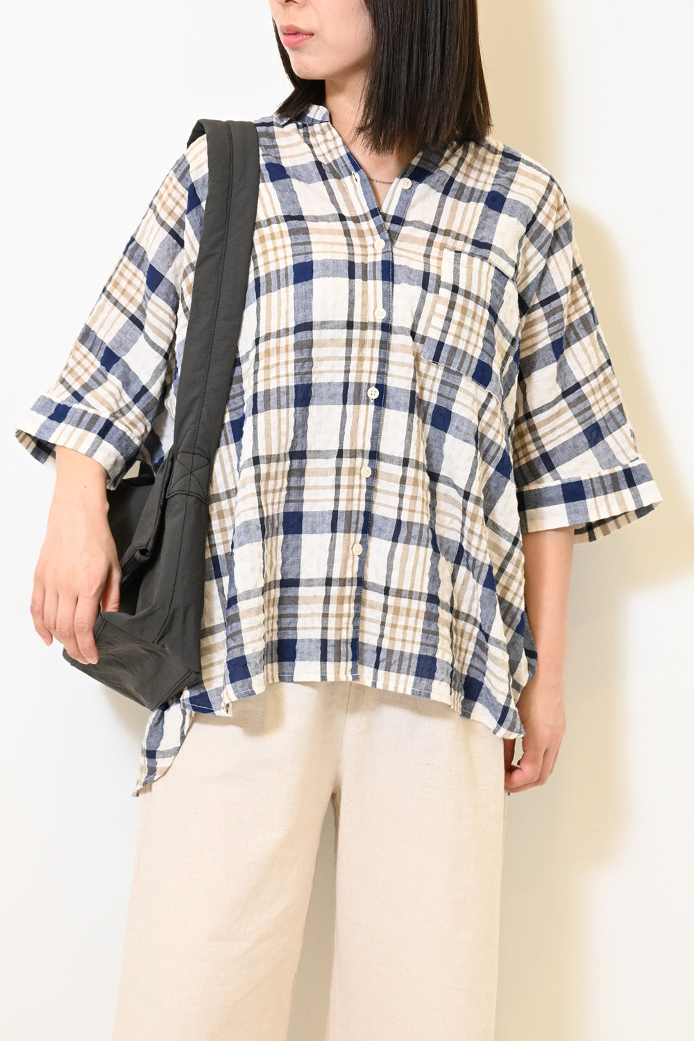 ≪SALE≫ぽこぽこドルマンチェックストライプシャツ – HEART MARKET