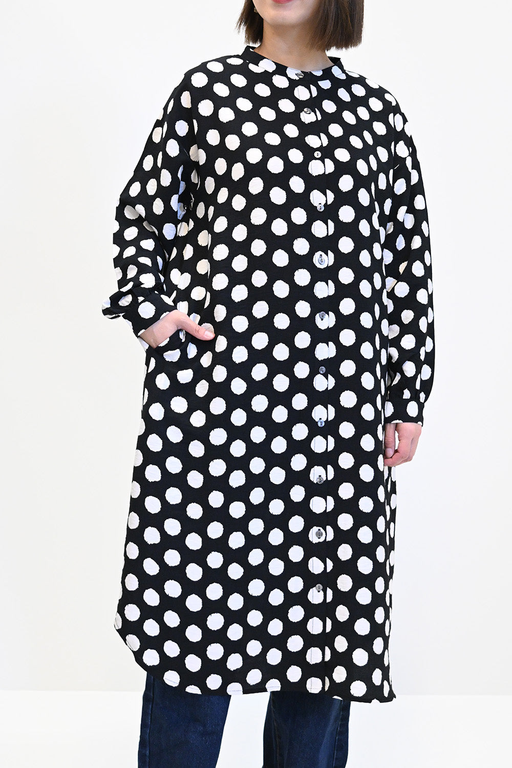 ≪SALE≫ドットプリントノーカラーワンピース – HEART MARKET