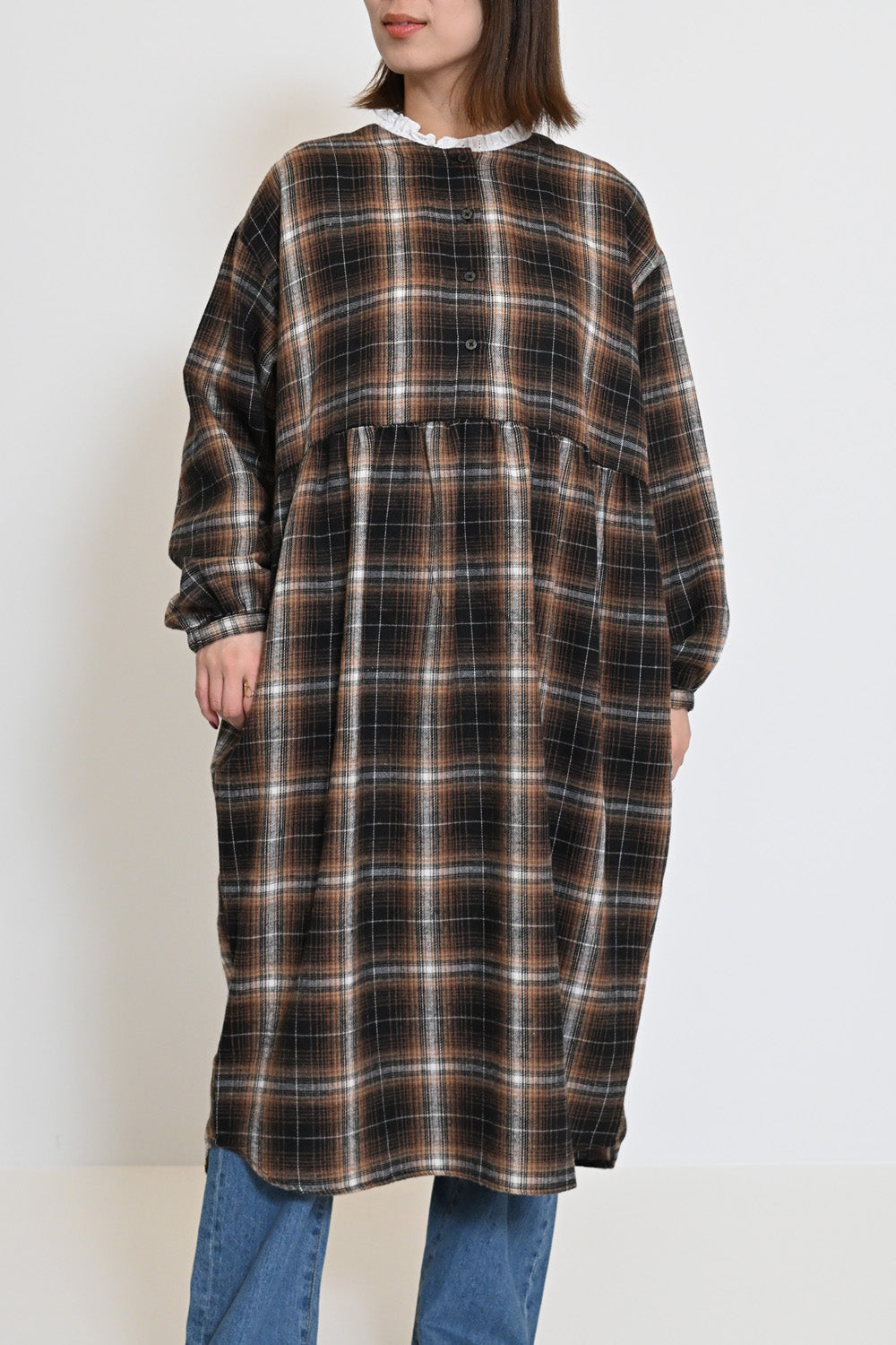 ≪SALE≫チェック柄ヘンリーワンピース – HEART MARKET