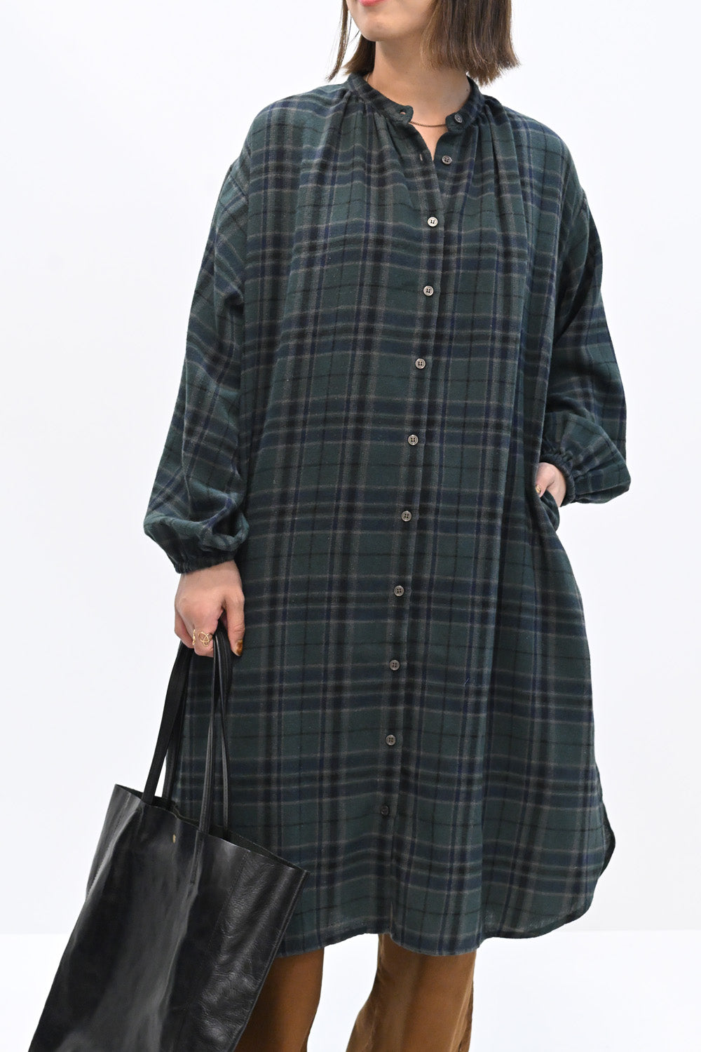 チェックポケ付きギャザーワンピース – HEART MARKET