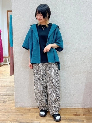 麻混ぽこぽこフードシャツ