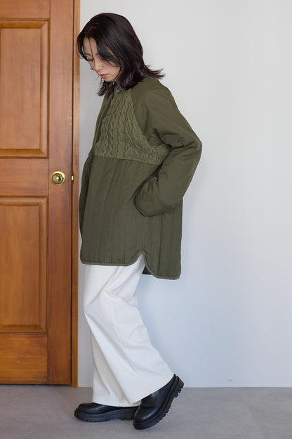 ≪SALE≫Knit & Quilted Collarless Outerwear