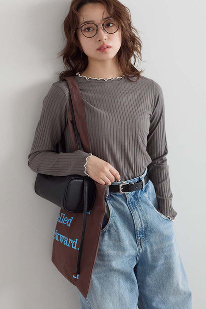 衿フリルリブロンTee