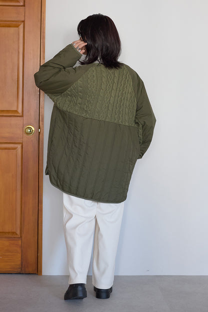 ≪SALE≫Knit & Quilted Collarless Outerwear
