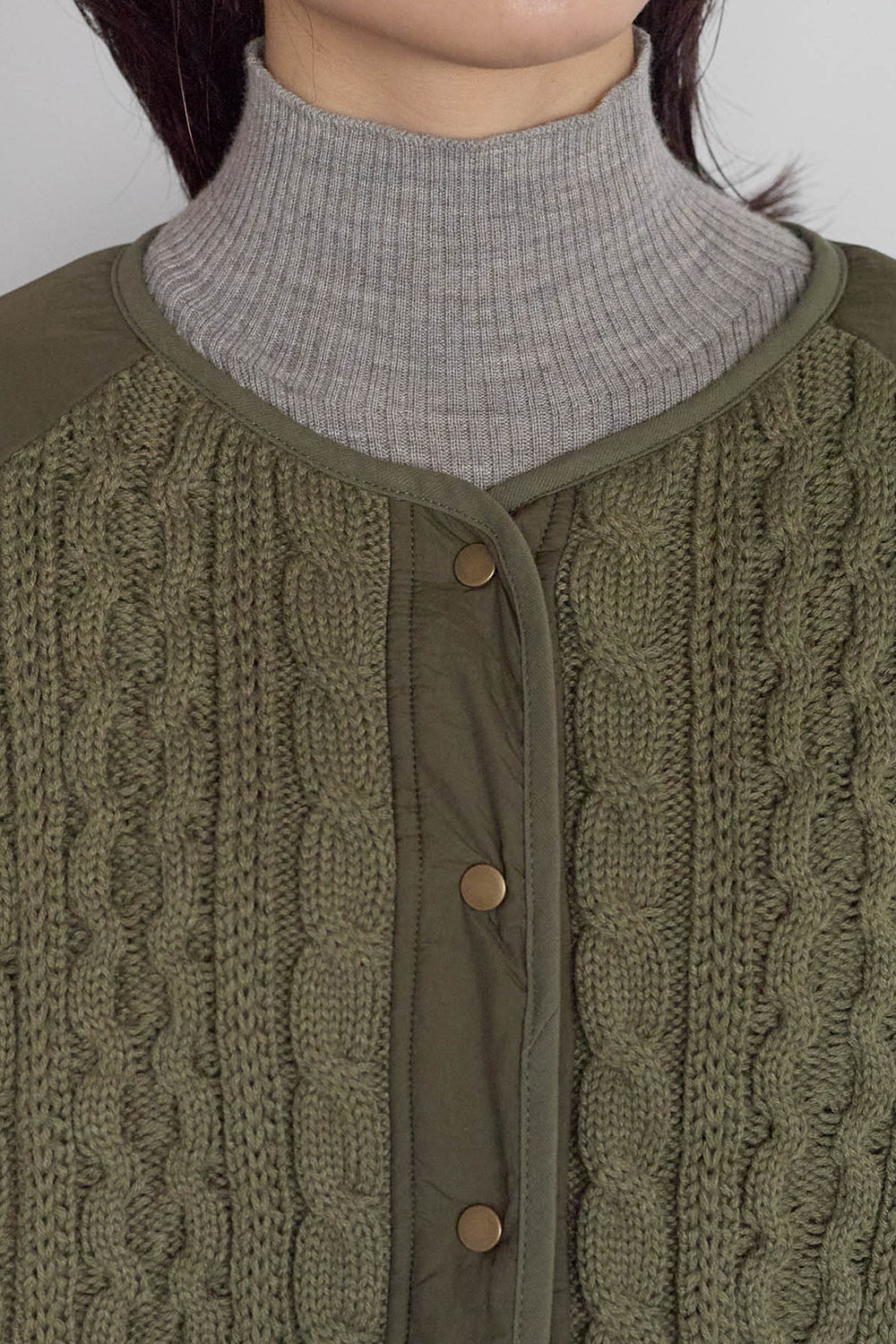 ≪SALE≫Knit & Quilted Collarless Outerwear