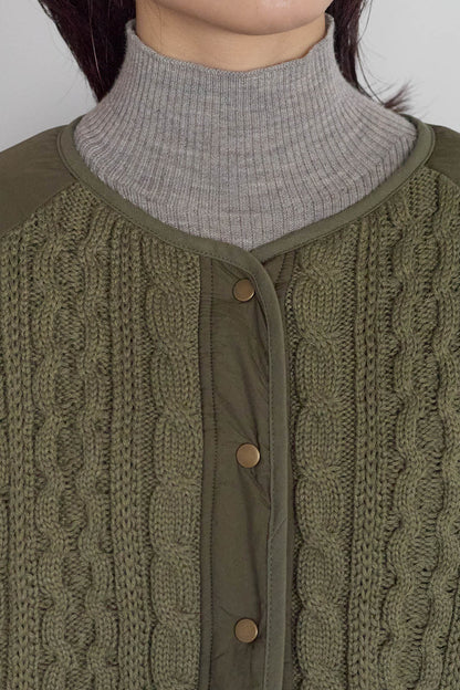≪SALE≫Knit & Quilted Collarless Outerwear