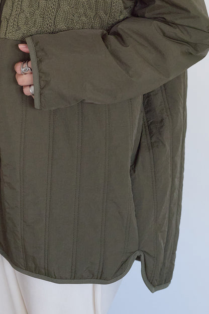 ≪SALE≫Knit & Quilted Collarless Outerwear