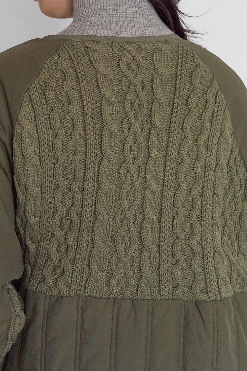 ≪SALE≫Knit & Quilted Collarless Outerwear