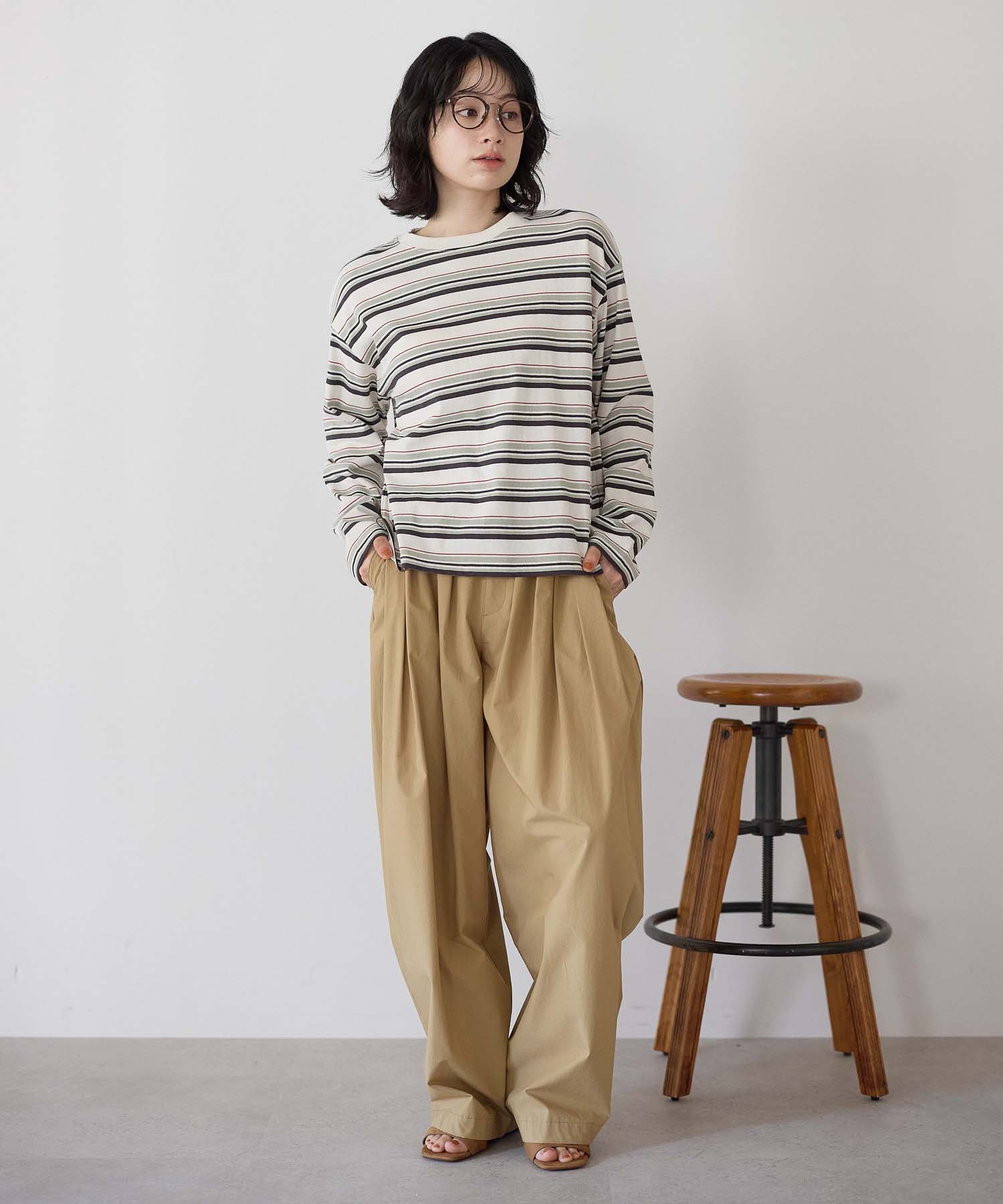 ボーダーカーキ / 157cm / M