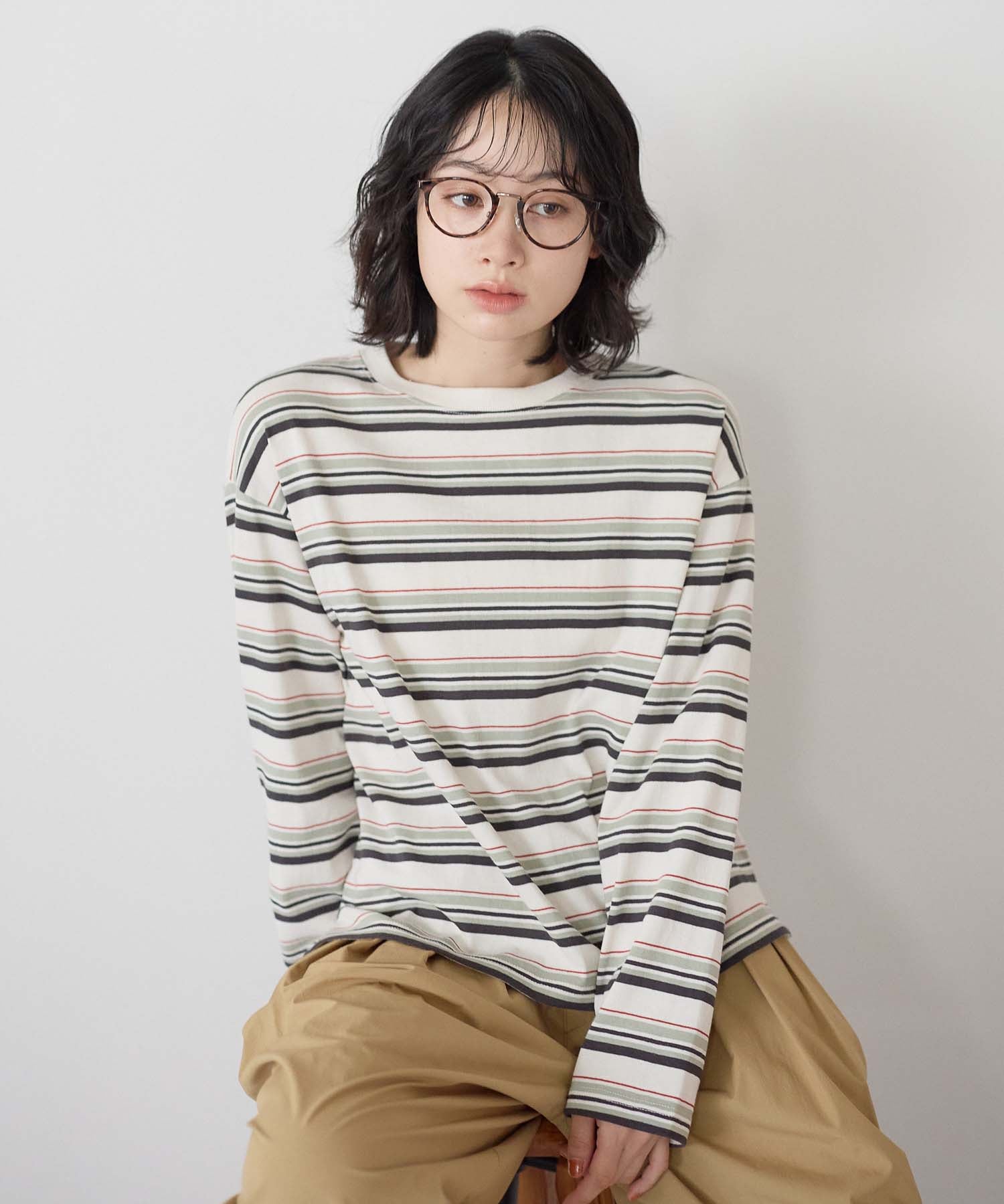 ボーダーカーキ / 157cm / M
