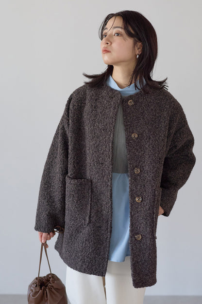 ≪SALE≫Wool-Like Crew Neck Coat