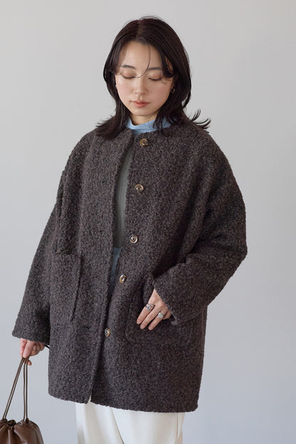 ≪SALE≫Wool-Like Crew Neck Coat