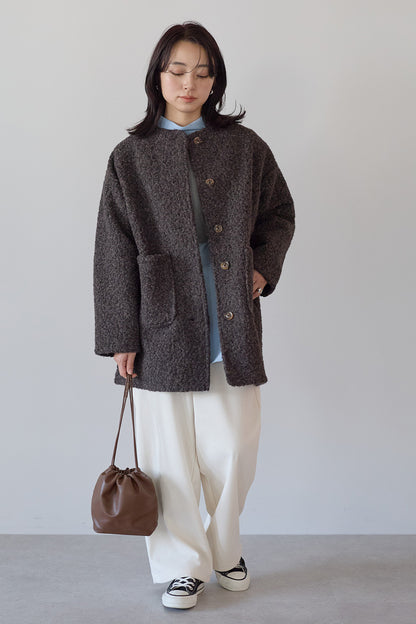 ≪SALE≫Wool-Like Crew Neck Coat