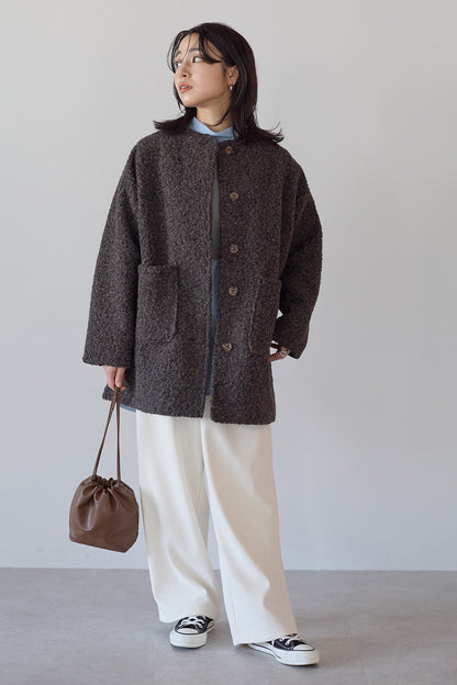 ≪SALE≫Wool-Like Crew Neck Coat