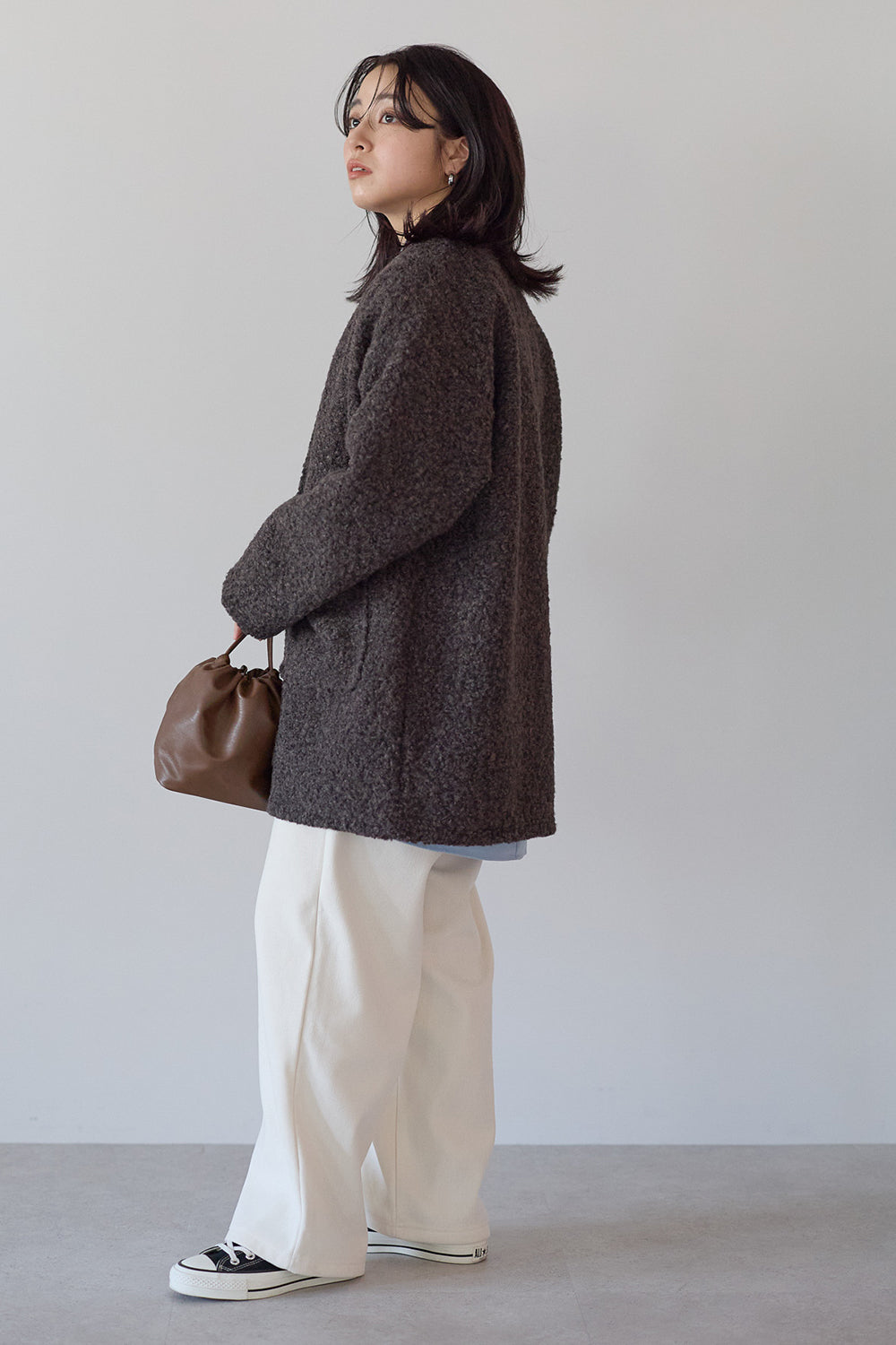 ≪SALE≫Wool-Like Crew Neck Coat