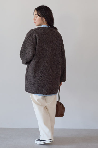 ≪SALE≫Wool-Like Crew Neck Coat
