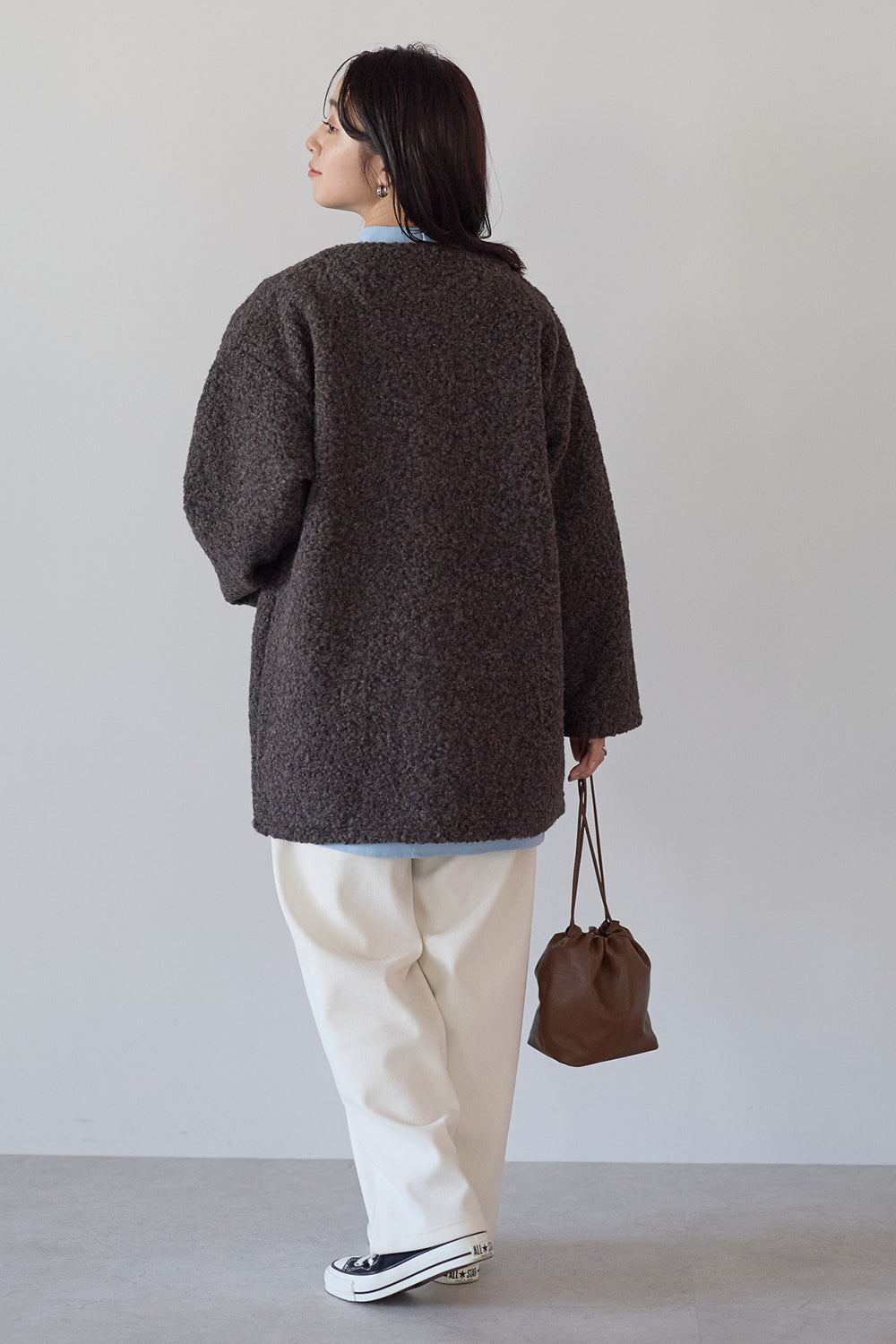 ≪SALE≫Wool-Like Crew Neck Coat