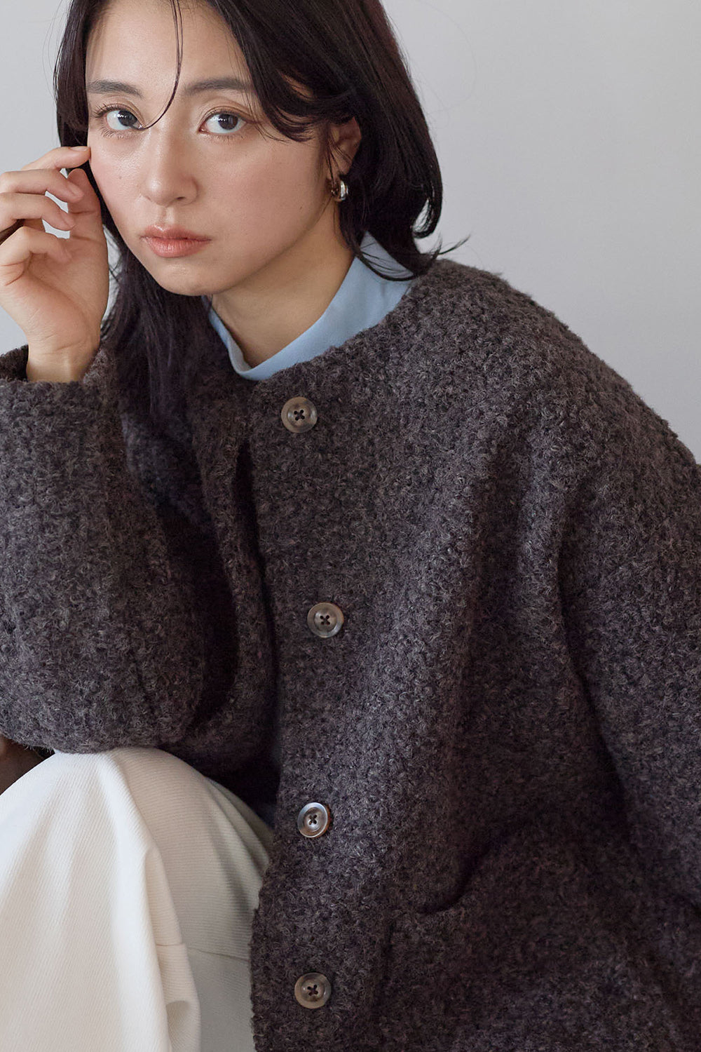 ≪SALE≫Wool-Like Crew Neck Coat