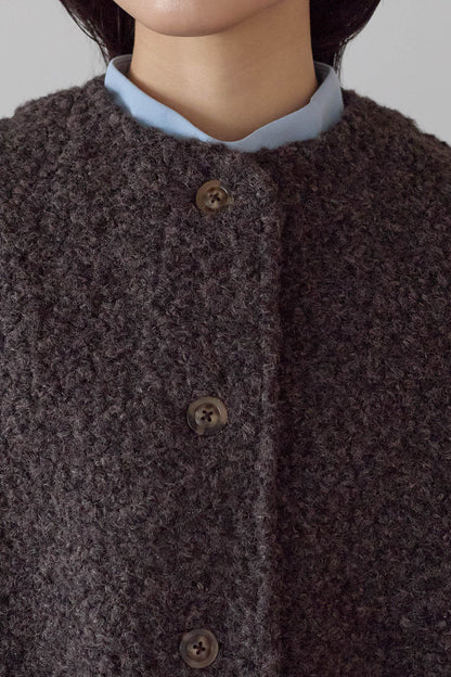 ≪SALE≫Wool-Like Crew Neck Coat