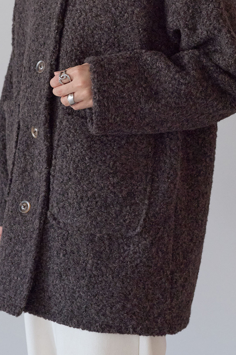 ≪SALE≫Wool-Like Crew Neck Coat