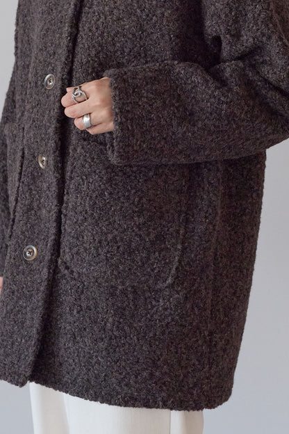 ≪SALE≫Wool-Like Crew Neck Coat