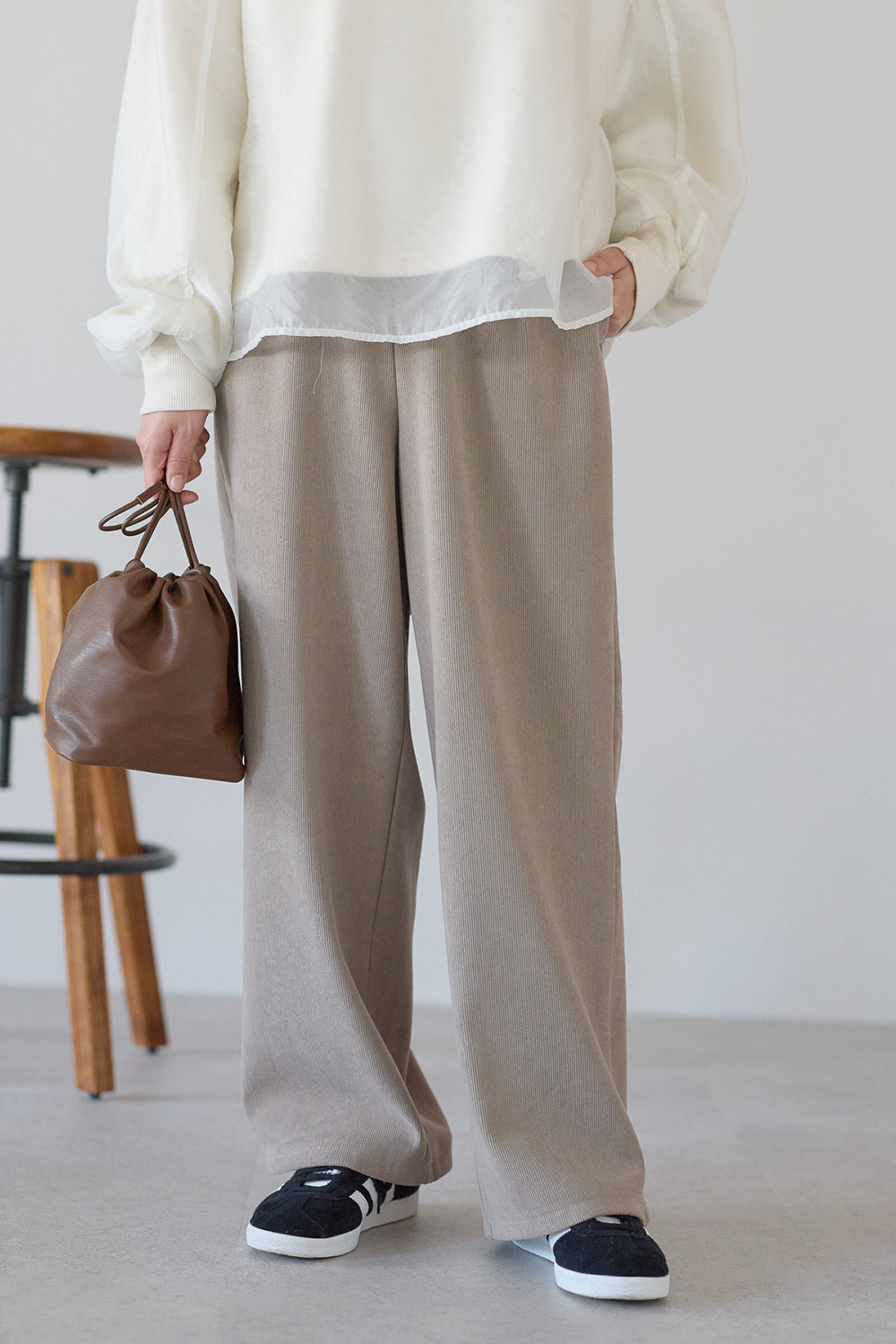 ≪SALE≫Corduroy Bonded Wide Pants