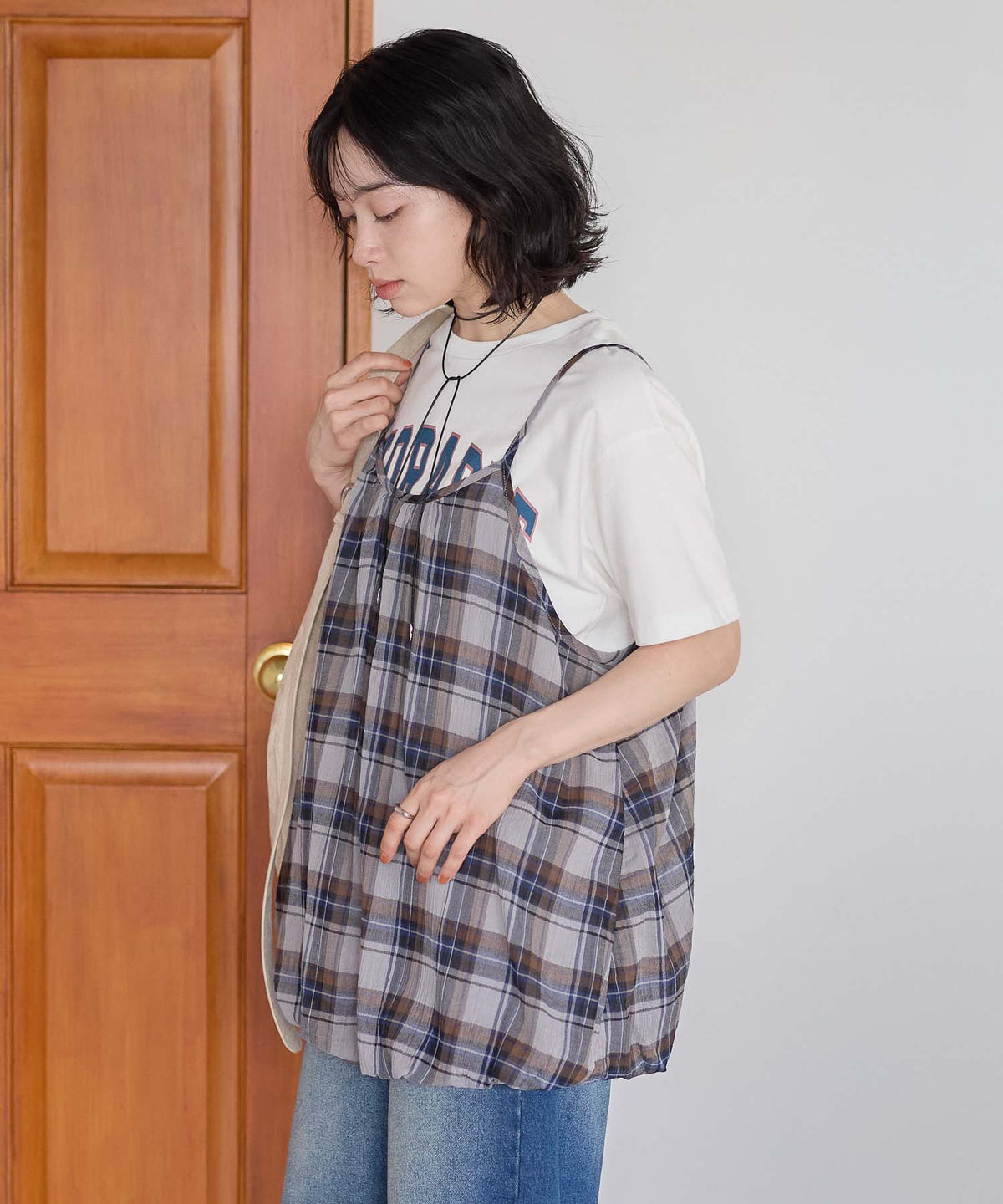チェックグレー / 157cm / FREE