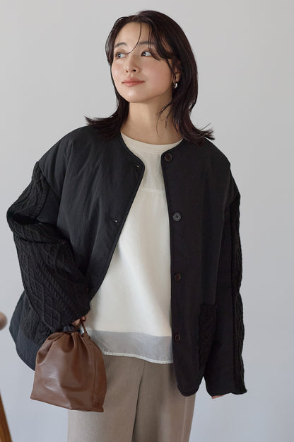 ≪SALE≫Knit Cable Switch Padded Jacket
