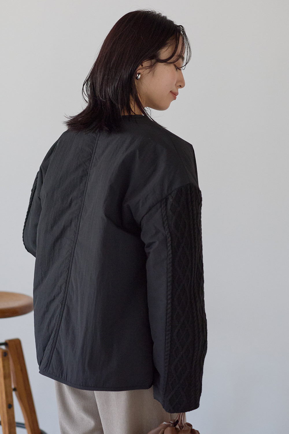 ≪SALE≫Knit Cable Switch Padded Jacket