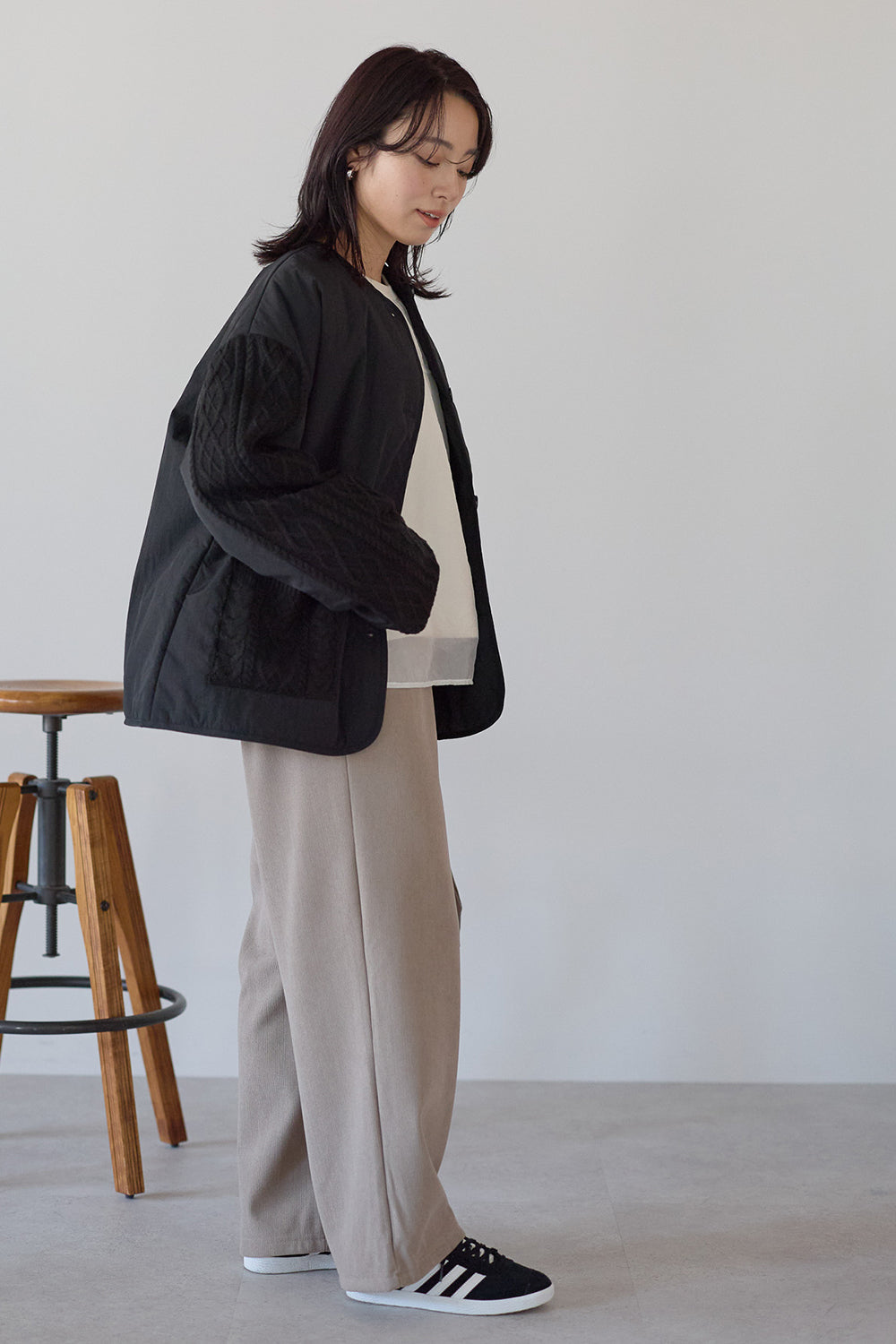≪SALE≫Knit Cable Switch Padded Jacket