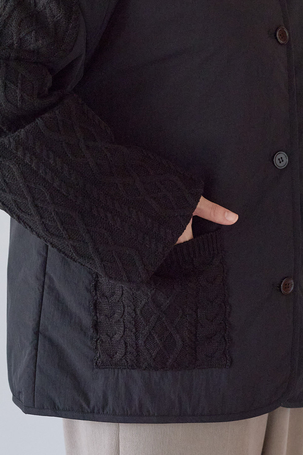 ≪SALE≫Knit Cable Switch Padded Jacket