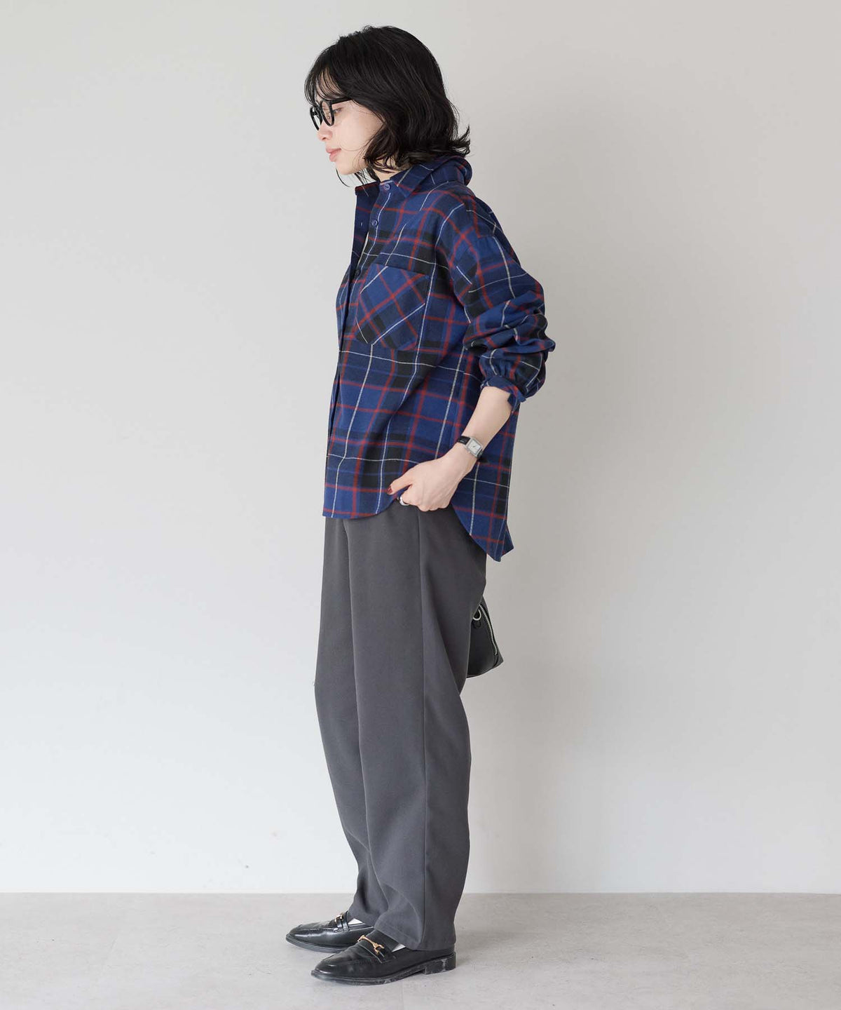 チェックネイビー / 157cm / M
