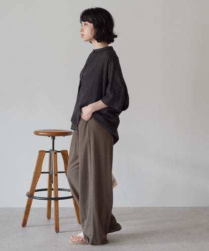 《Scheduled for April 24 Arrival》R/N Pique Tuck Wide Curve Pants