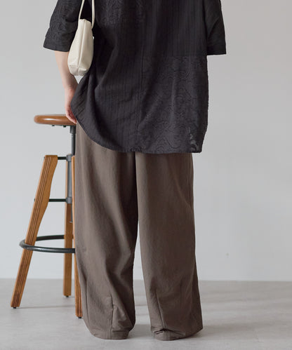 《Scheduled for April 24 Arrival》R/N Pique Tuck Wide Curve Pants