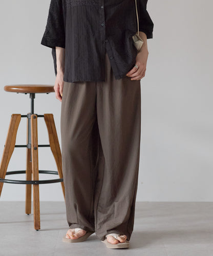 《Scheduled for April 24 Arrival》R/N Pique Tuck Wide Curve Pants