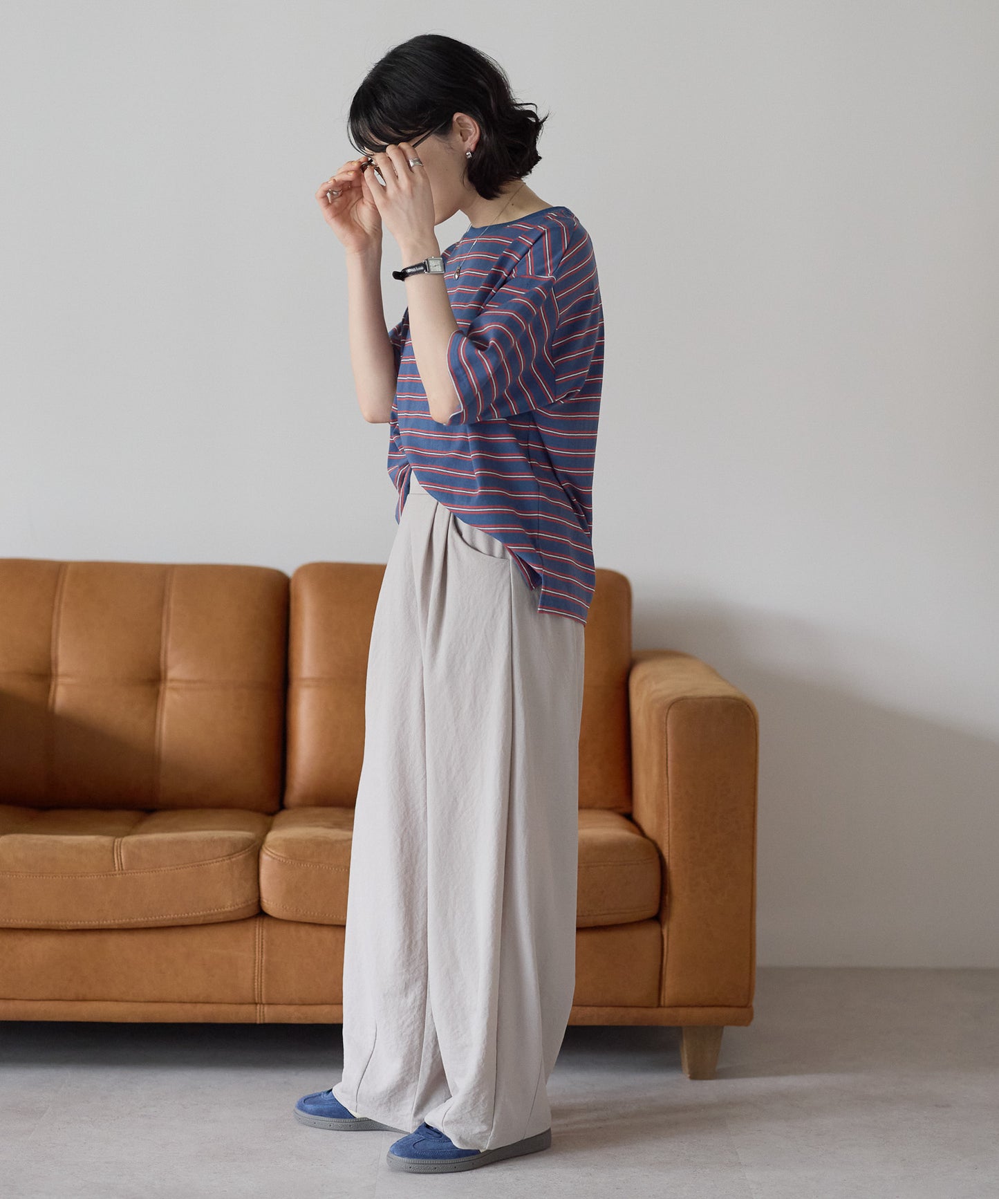 《Scheduled for April 24 Arrival》R/N Pique Tuck Wide Curve Pants
