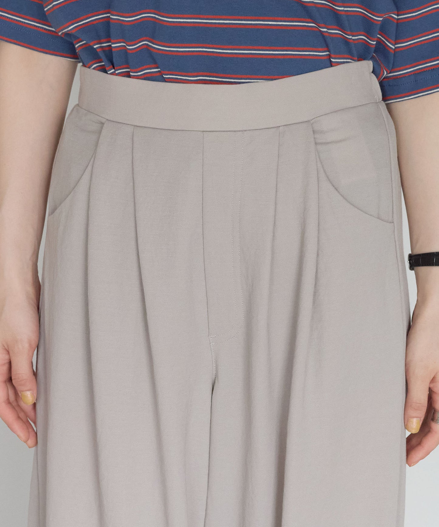 《Scheduled for April 24 Arrival》R/N Pique Tuck Wide Curve Pants