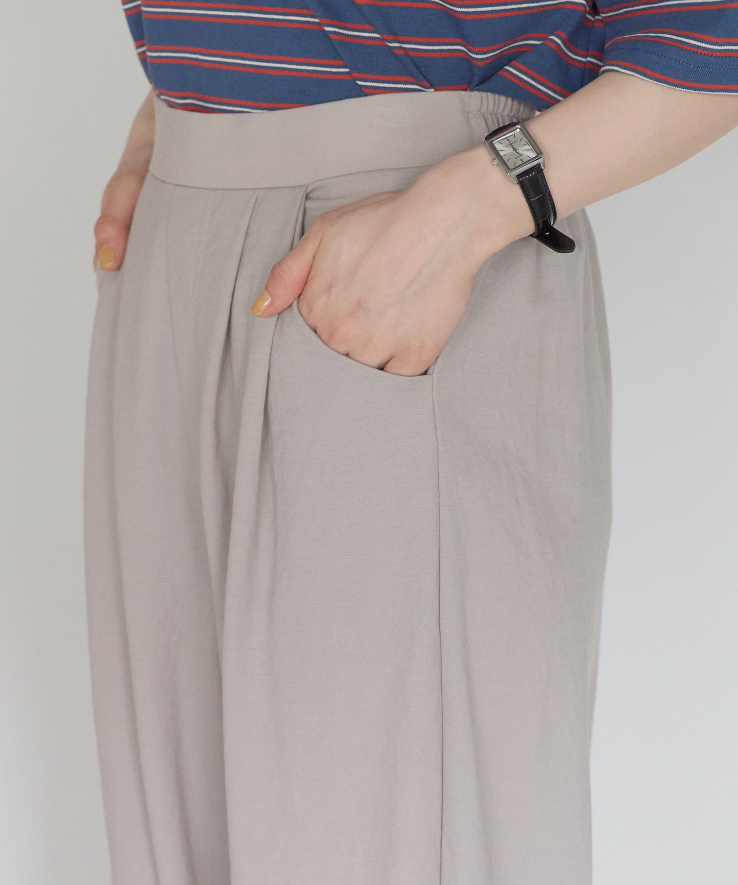 《Scheduled for April 24 Arrival》R/N Pique Tuck Wide Curve Pants
