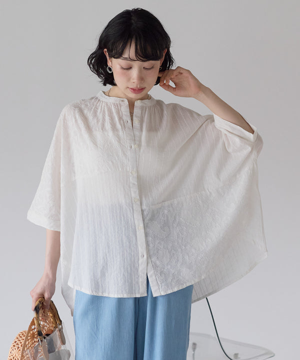 《5月7日入荷》ふわ軽コットンパッチワーク刺繍レースブラウス